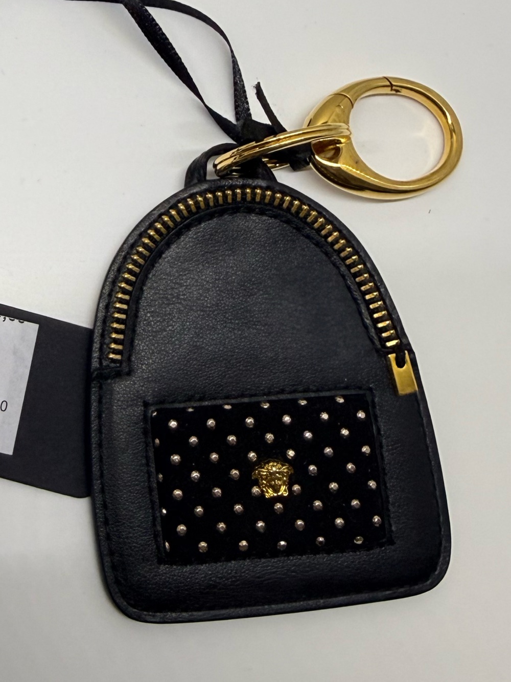 Versace Portachiavi Zaino Vitello leather backpack keychain / bag charm